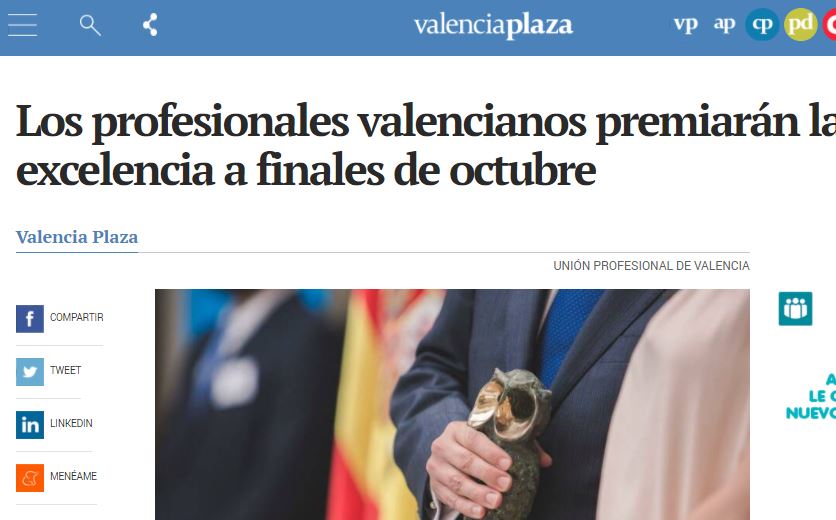Los profesionales valencianos premiarán la excelencia a finales de octubre